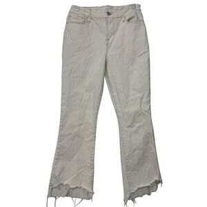 FRAME Le Crop Mini Boot Cream Denim Jeans Frayed Distressed Hem Womens 26